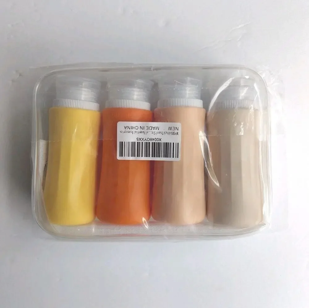 4 Pack Travel Size Toiletries Containers Sets - TSA Approved Leak Proof Silicone